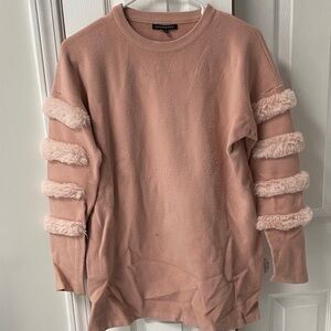 Staccato Blush Sweater with Faux Fur Details